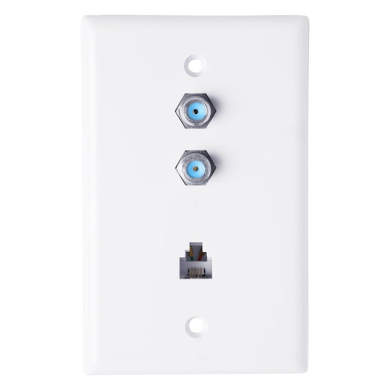 Skywalker Wall Plate w/Dual 3.0Ghz F-81 and Phone Connector (White) - Image 1